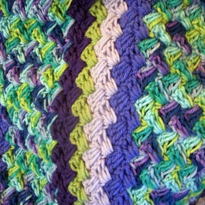 Handmade Blanket, Blue, Green, Purple Blanket, Crochet Blanket in Wildflower, Violet, Iris, Light Lavender, Green and Blues by DRcrafts image 4