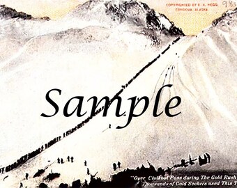 Foto d'epoca della corsa all'oro in Alaska, download immediato, storia della corsa all'oro, download digitale, corsa all'oro di Chilkoot Pass in Alaska