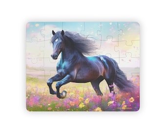 Beautiful Black Stallion Kids' Jigsaw Puzzle, 30-Piece, Great Horse Puzzle for Kids or Patients with Dementia or Alzheimers