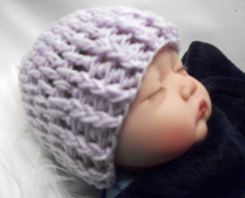 Baby Shower Gift for Newborn Girls Set of 3 Baby Beanies for Newborn to 3 mo Free US Shipping Crochet Baby Girl Beanie Hats for Triplets