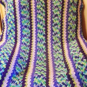 Handmade Blanket, Blue, Green, Purple Blanket, Crochet Blanket in Wildflower, Violet, Iris, Light Lavender, Green and Blues by DRcrafts image 2