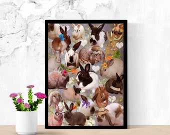 Happy Bunnies 11x17 Poster Wall Art Instant Download, Ready to Print Happy Bunnies Wall Poster, Silly Bunnies Wall Decor Instant Download