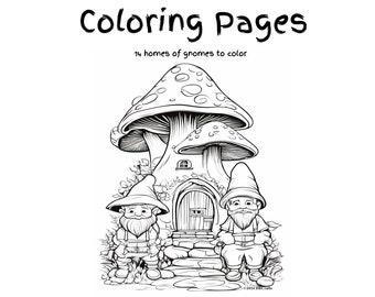 Gnome's Homes Coloring Pages, Cute Gnome Homes to Color for Kids of All Ages