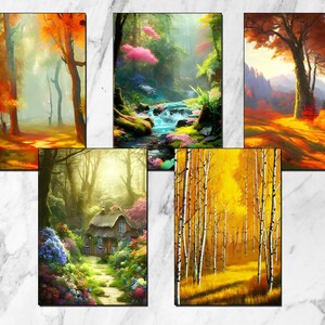 Nature Cards, Set of Five Blank Inside 5x7 Printable Nature Cards Instant Download