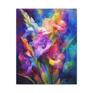 Vibrant Floral Canvas Print, Colorful Wall Art, Modern Home Decor, Gift for Art Lovers, Bright Floral Design