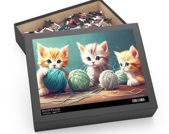 ジグソーパズル 完成品 猫 子猫のジグソーパズル（120、252、500ピース） - Etsy 日本