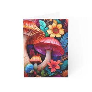 Cartes de voeux colorées aux champignons, parfaites pour les amoureux de la nature, anniversaires, remerciements, respectueux de l'environnement, art floral, lot de 1, 10, 30, 50 pièces