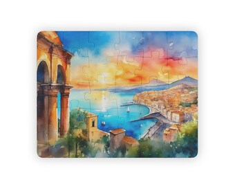Naples Italy Puzzle, 30-Large Piece Jigsaw, Educational Family Fun, Colorful Scenery, Perfect Gift for Seniors
