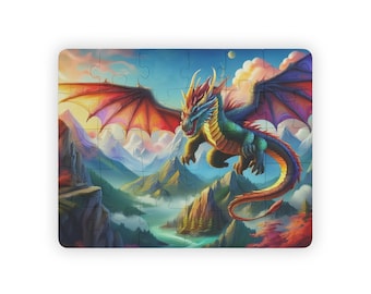 Fantasy Drache Kinderpuzzle, 30-teilig, Lernspaß, Familien-Spieleabend, Geschenke für Kinder, Drachen-Spielzeit, fantasievolles Lernen