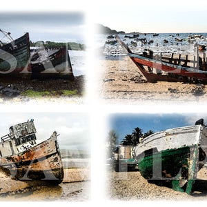 SOFORT DOWNLOAD: Vier Boote Aquarell Bilder für Kartenherstellung, Decoupage, Scrapbooking, Abplatzer Boote digitaler Download, Du Drucke Bilder