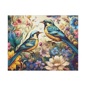 Colorful Bird Puzzle - Beautiful Floral Design, 110 to 520 Pieces, Family Fun, Gift for Nature Lovers, Puzzle Night