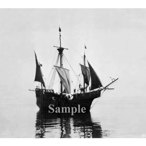 Restored Vintage Photo of the Santa Maria Reconstructed 1892, Ready to Print Vintage Photo, Restored Historial Photo Instant Download