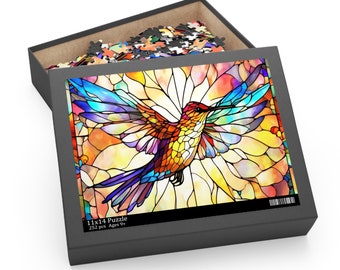 Beautiful Hummingbird Puzzle in Stained Glass  (252, 500-Piece)