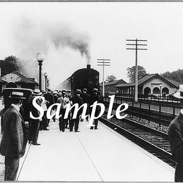 Vintage Photo of New Jersey Train Depot Instant Download and Ready To Print, Vintage Collector Photo Train Depot Instant Download