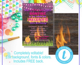 bonfire invites etsy