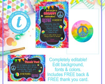 tie dye invitation etsy