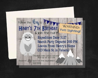DIGITAL Yeti (Big Foot or Sasquatch) Birthday Boy Party Invitation