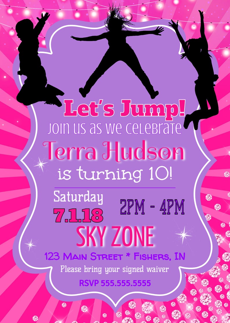 Templett Digital Editable Sky Zone Trampoline Park Invitation - Etsy