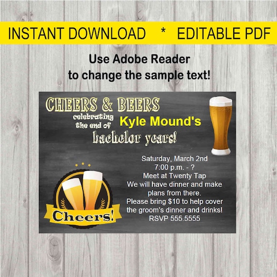 Chalkboard Beer Mug Invitation Birthday Bachelor Party ...