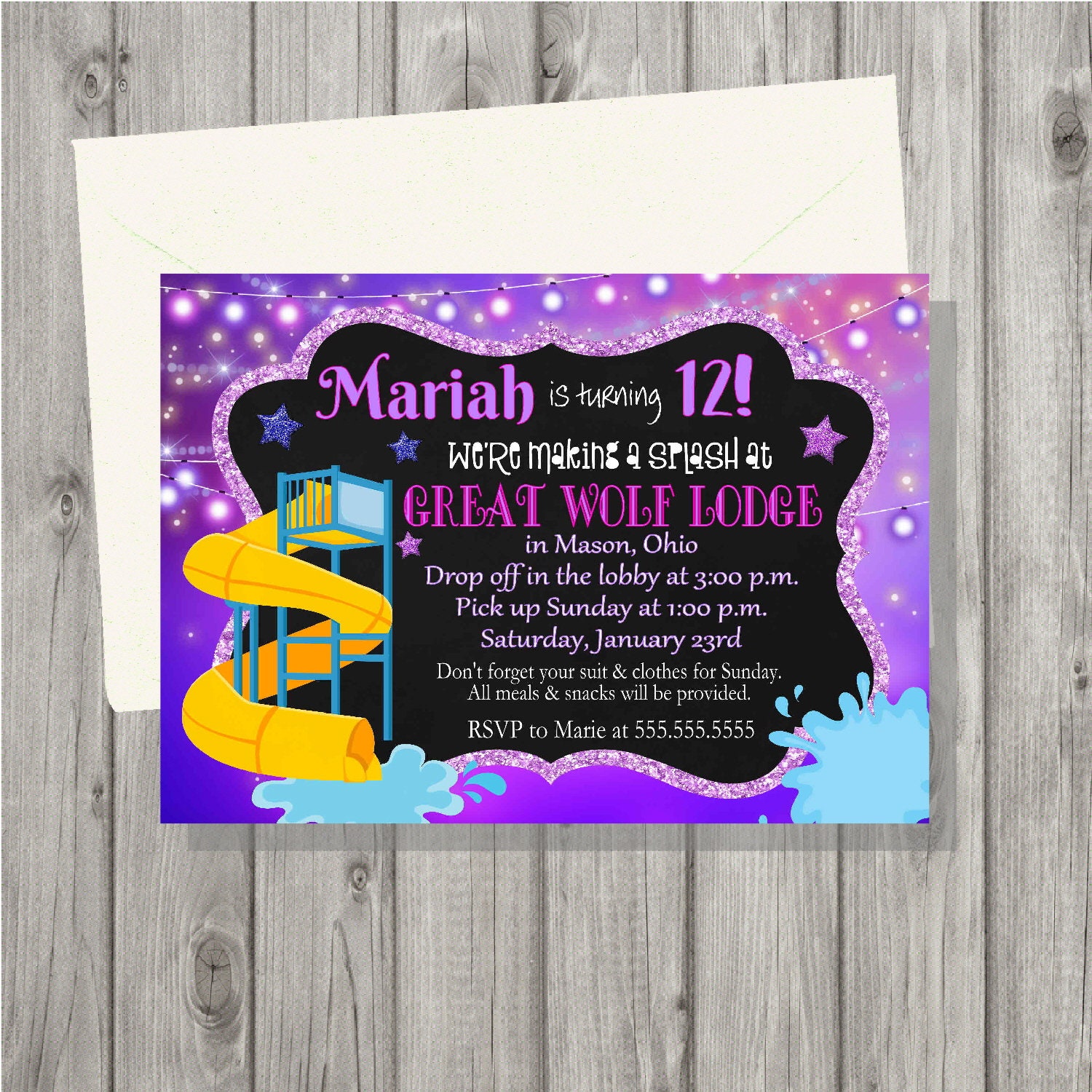 Digital Great Wolf Lodge / Kalahari / Water Park Birthday Girl | Etsy