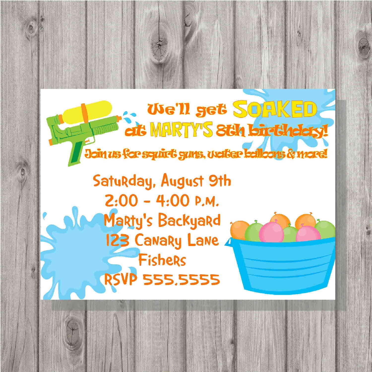DIGITAL Water Party Boy or Girl Birthday Invitation Printable