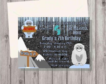 DIGITAL Yeti Ice (Big Foot or Sasquatch) Birthday Boy or Girl Party Invitation