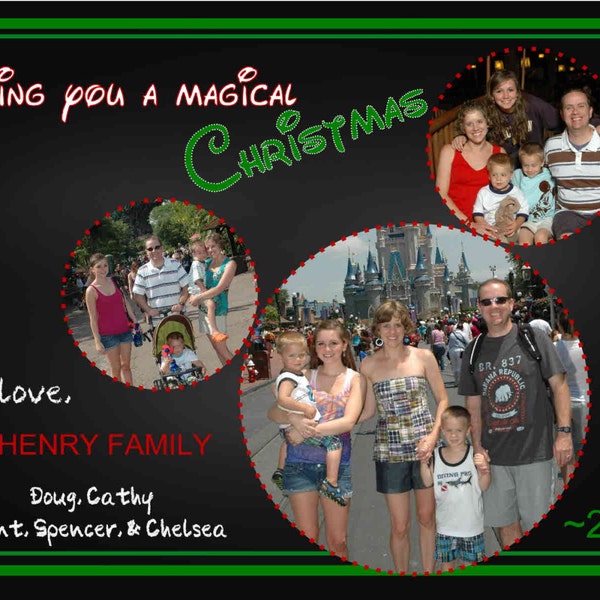Digital Disney Mickey Mouse Christmas Photo Greeting Card Chalkboard Style