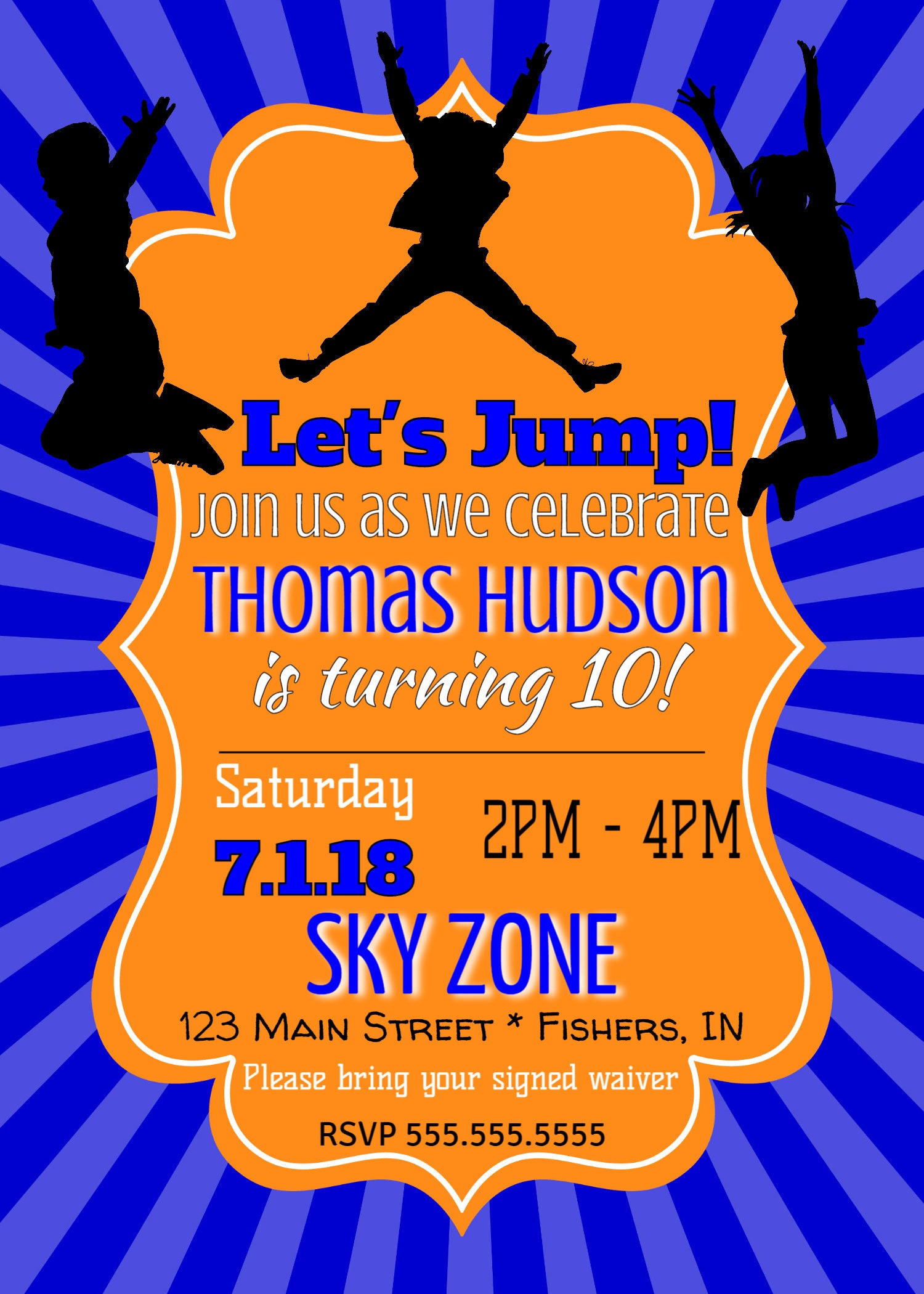 Templett Digital Editable Sky Zone Trampoline Park Invitation | Etsy 