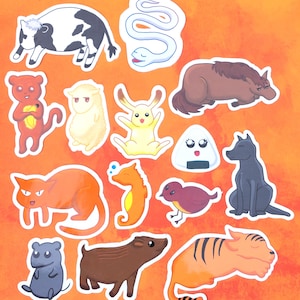 Pacchetto di adesivi; Adesivi di animali carini; Animali dello zodiaco; Anime Fruits Basket; Disegnati a mano