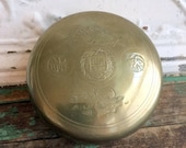 Vintage Tea Caddy brass Asian Box Round Box Trinket Storage