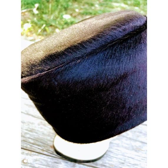 Vintage Black 1950s Wool Fur Formal Hat - image 4