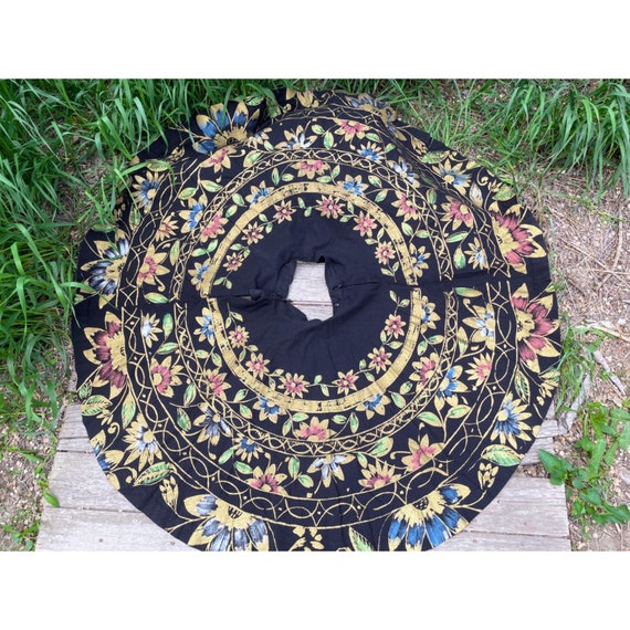 Vintage 1950s Mexican Circle Skirt Cotton Hand Pan