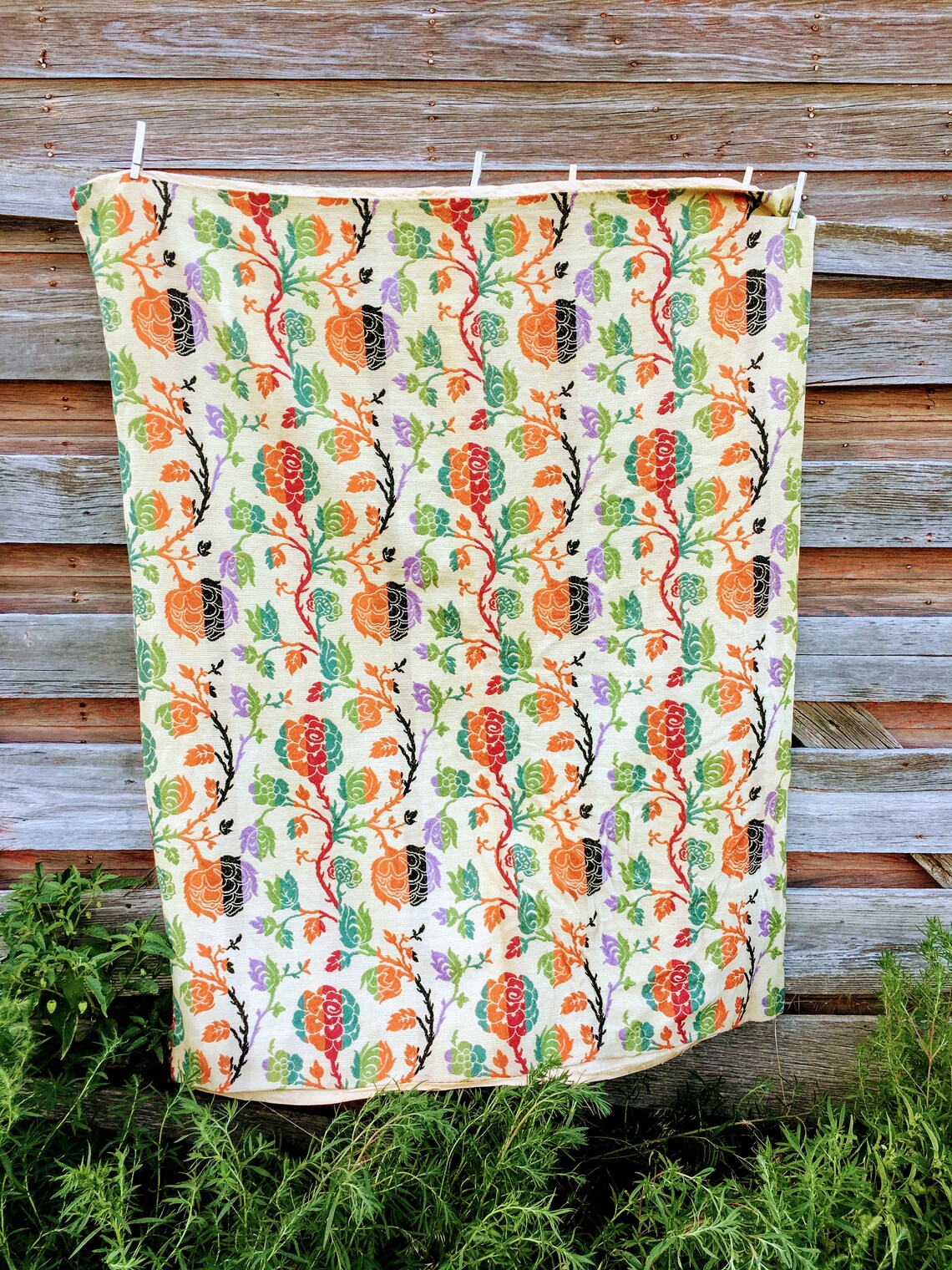 Vintage Feather Bed Mattress Cover Duvet Floral Tapestry 54x43 Etsy