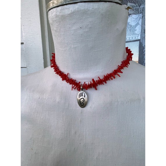 Vintage Hopi Native American Coral Branch Necklac… - image 6