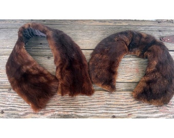 Vintage 1950s lot of 2 Brown Mink Fur Collars Attachments