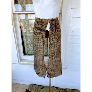 Antique Silk Half Apron Czech Glass Button As IS TLC