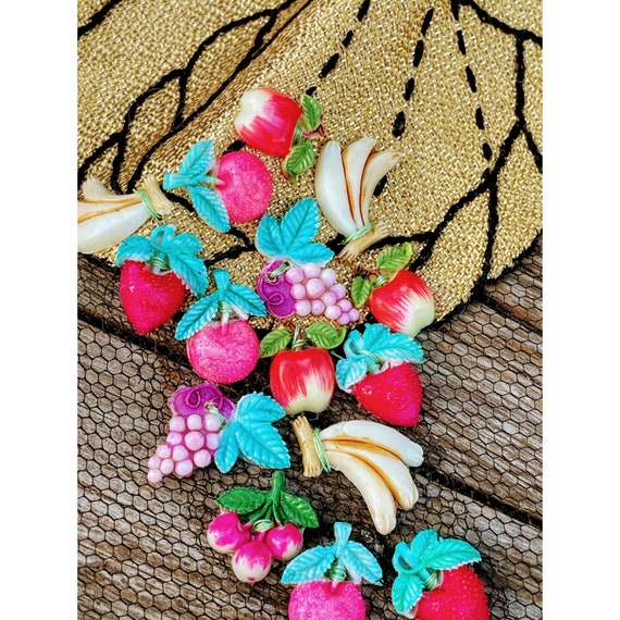 Vintage Hostess Net Half Apron Cornucopia with fr… - image 3