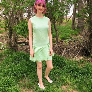 Vintage Green Seer Sucker Romper Dress by Sears Size Small