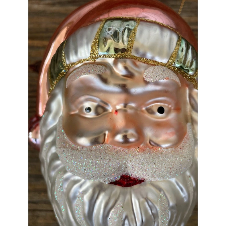 Vintage Blown Glass Santa Clause Face Christmas Ornament - Etsy
