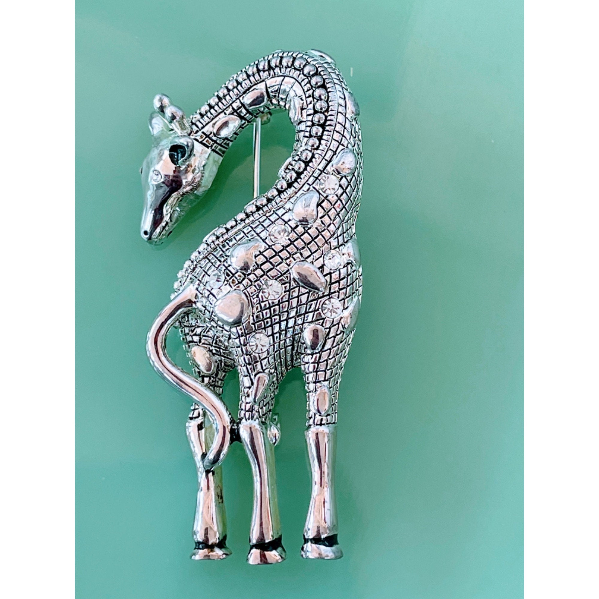 Broche Girafe Avec Perles Et Strass Brillant - Animal, Mode Noël, Neuf Étiqueté