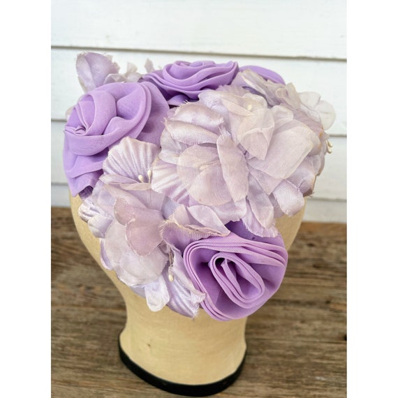 Vintage 1950s Womens Lavender Purple Flowers Juli… - image 7