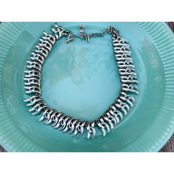 Vintage Coro Silvertone spike Necklace Choker - image 1