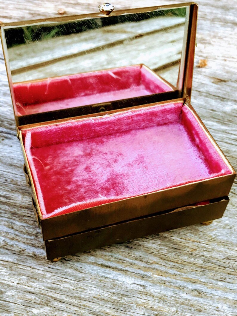 Vintage Brass Rhinestone Folding Accordion Jewelry Box With Etsy