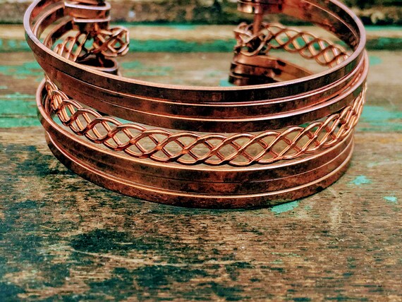 Vintage Copper Mid Century Modern Cuff Bracelet - image 2