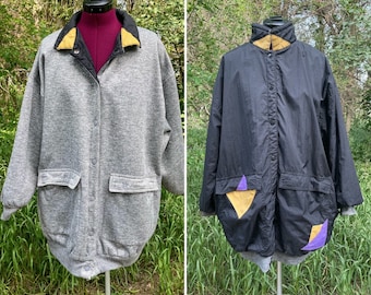 Vintage 1980s Womens Reversible Nylon windbreaker Jacket XL