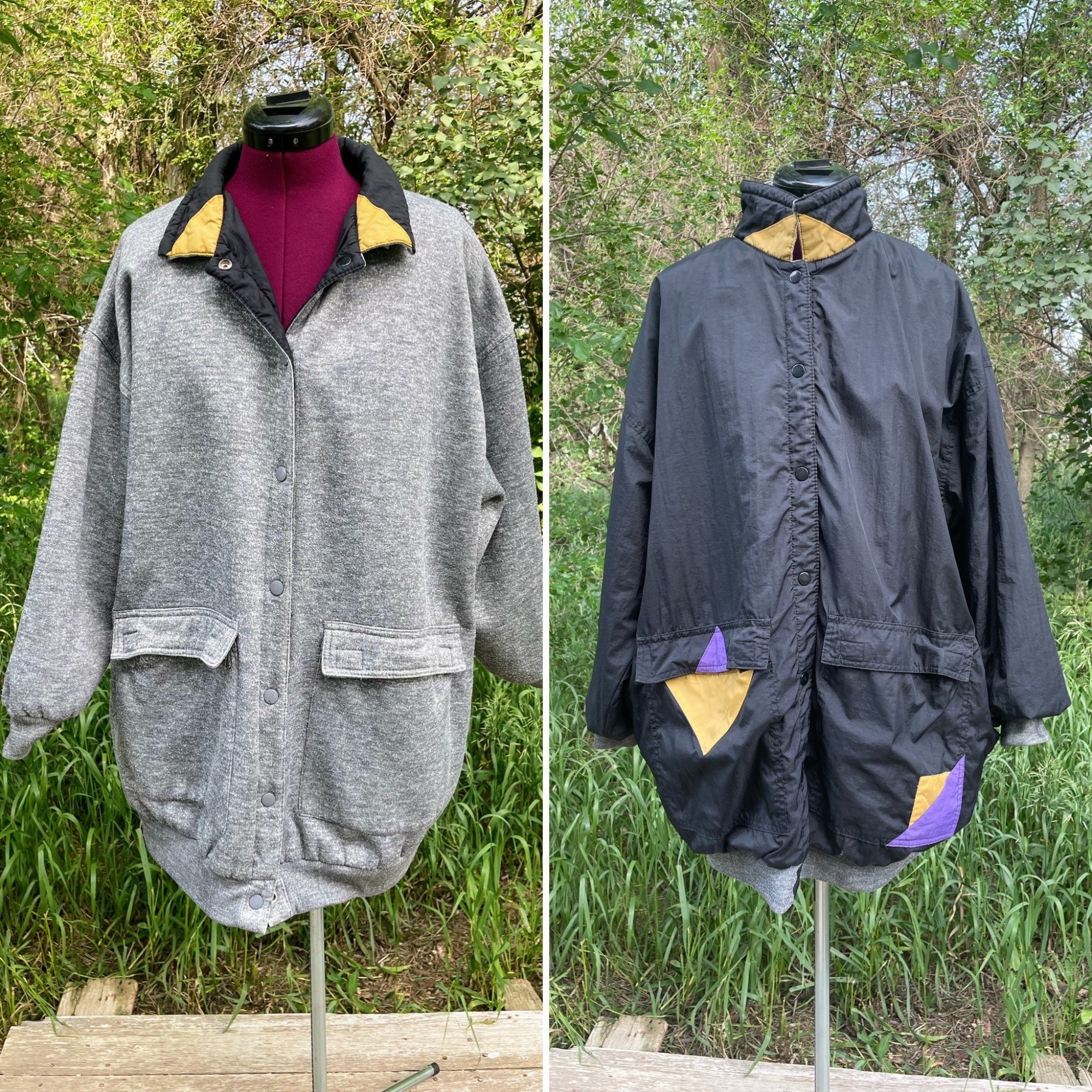 Vintage 1980s Womens Reversible Nylon Windbreaker Jacket XL - Etsy