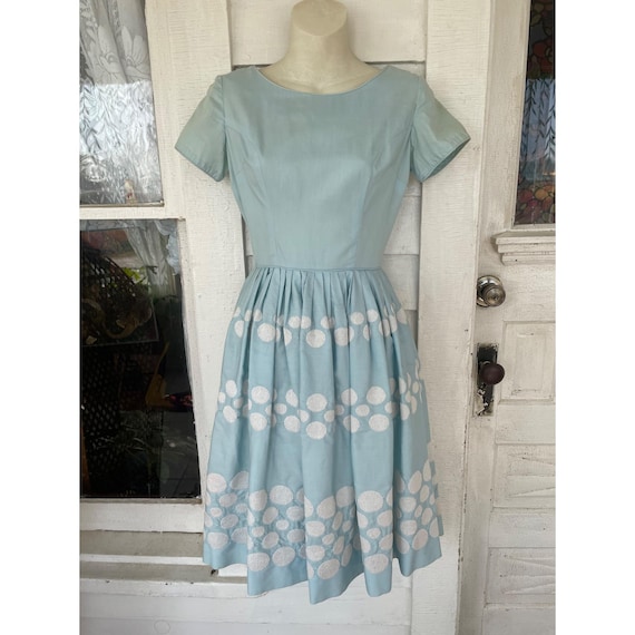 Vintage 1950s Betty Barclay Fit and Flare Dress Blue Embroidery Circles Sz  Small - Etsy