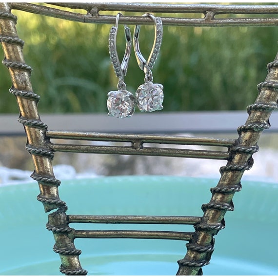 925 Silver Dangle Clear Rhinestone earrings - image 2