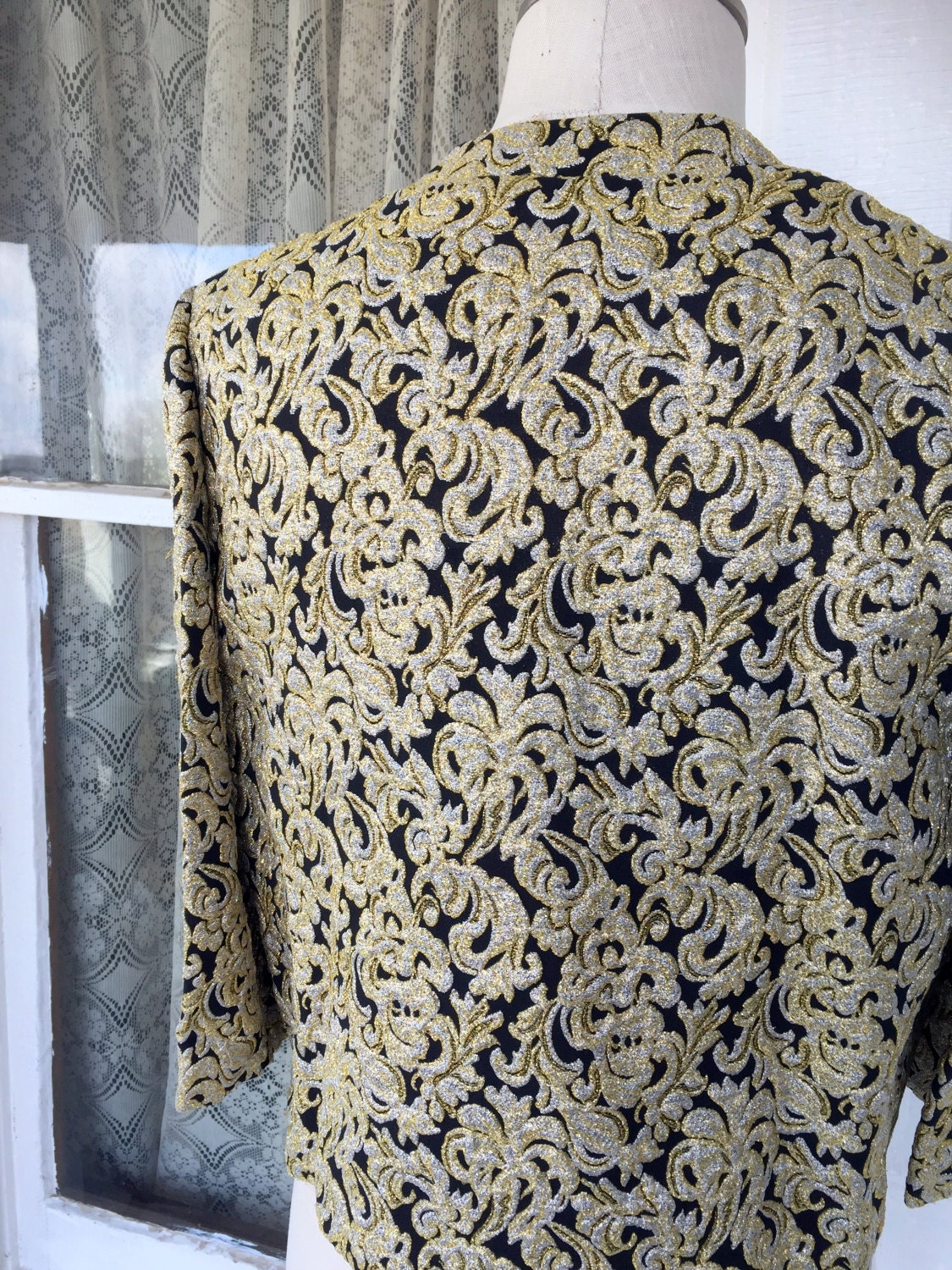 Vintage 1960s Gold Lame & Black Floral Cropped Short Evening | Etsy