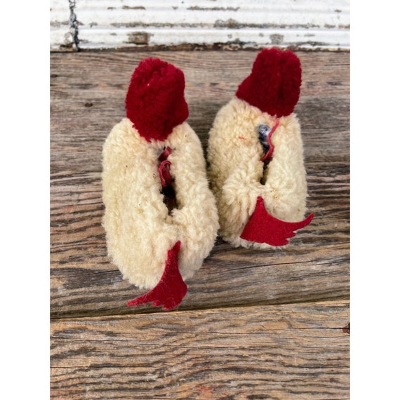 Vintage 1950s child wool Fuzzy Duck Slippers With… - image 9